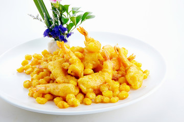 Delicious Chinese cuisine, fried corn shrimp