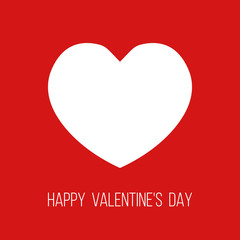 white heart on red background, happy valentine's day vector illustration