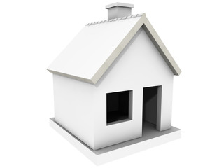 Small 3d family house isolated over white background