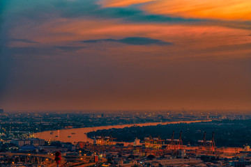 City landscape with skyscrapers