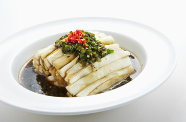 Delicious Chinese cuisine, eggplant with sauce
