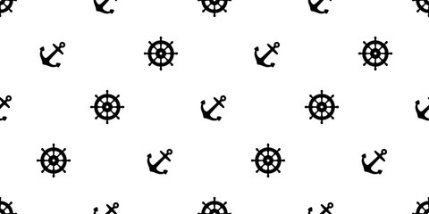 Anchor seamless pattern boat vector helm pirate isolated scarf Nautical maritime sea ocean repeat wallpaper tile background