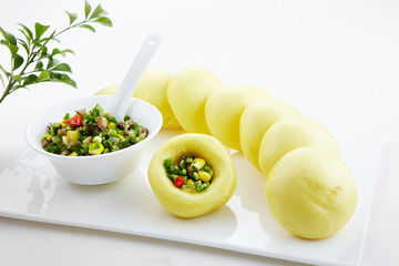 Delicious Chinese cuisine,  small steamed buns and grandma dishes