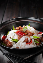 Delicious Chinese cuisine, beef rice noodle pot