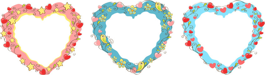 set of valentine's day romantic abstract frames