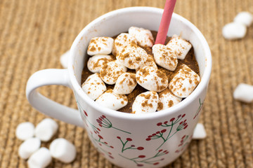 Cup with chocolate marshmallows