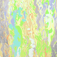 Fototapeta na wymiar Bright yellow, cold green, pink and dirty gray colors transitions. Marbling effect.