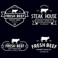 Set of premium beef labels, badges and design elements. Logo for butchery, meat shop, steak house etc.