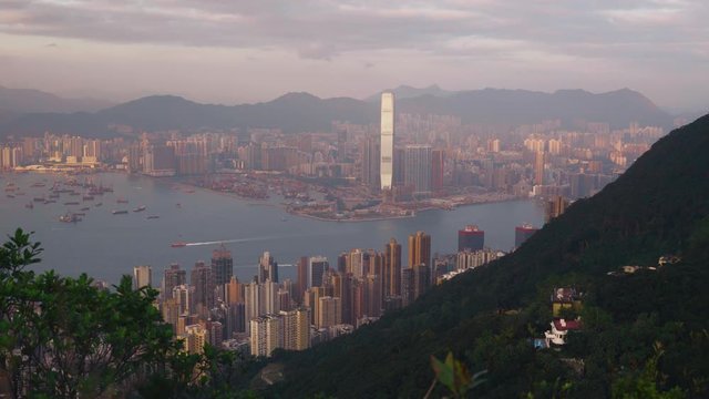 Hong Kong city. View from Mount High West to Kowloon.