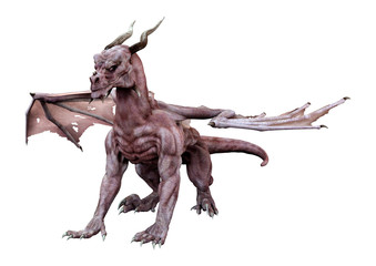 3D Rendering Fairy Tale Dragon on White