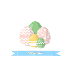 Happy Easter. Set of Easter eggs with different texture on a white background. Concept of Spring holiday.