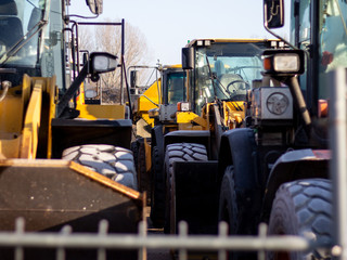 Baustellen Bagger im Winter