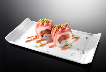 Delicious Japanese food, sushi rolls