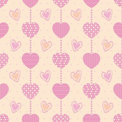 Vector illustration seamless pattern with hearts 