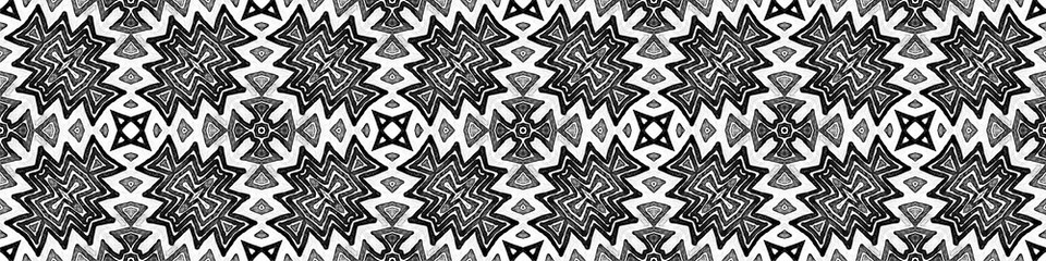 Dark black and white Seamless Border Scroll. Geome