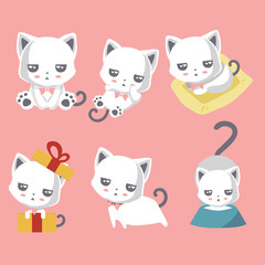 Set of different cartoon cats.