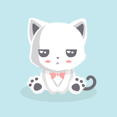 Cute cat illustration on pastel background.