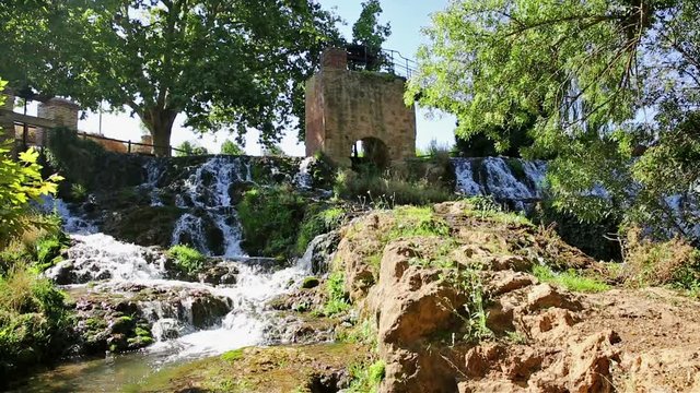 La Paradera waterfall next to Ibdes town, province of Zaragoza, Aragon, Spain