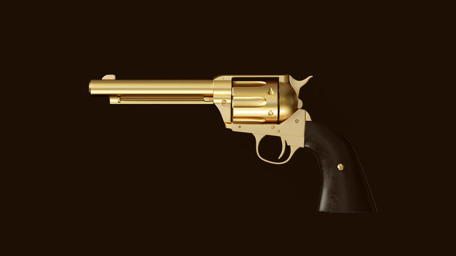 Gold an Black Large Double Action Revolver 3d Illustration 3d Rendering