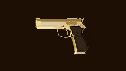 Gold an Black Modern Hand Gun 3d Illustration 3d Rendering