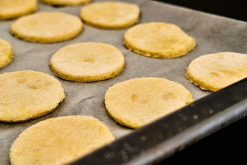 Uncooked raw flat cakes