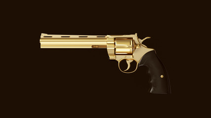 Gold an Black Double Action Revolver 3d Illustration 3d Rendering