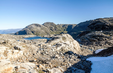 Mountains in the south of Norway on a sunny day.