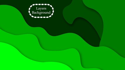 3D green paper cut abstract background. Vector design for business presentations, flyers, posters and invitations. Colorful carving art with shadows.