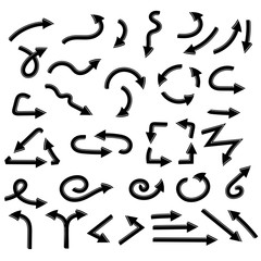 Black arrows. Straight and bent icons