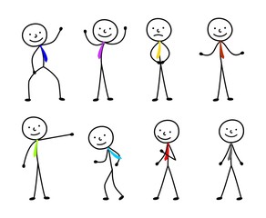 people pictogram, stick figures, sketches drawn with different posture, stickman icons