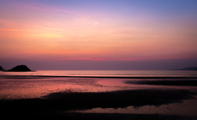 Fototapeta premium Background of colorful sky concept: Dramatic sunset with twilight color sky and clouds.