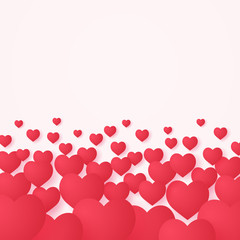 red heart shape background , paper art style