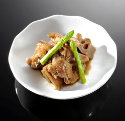 Delicious Japanese food, chicken lotus root