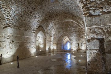 Inner hall in Ajloun Castle, also known as Qalat ar-Rabad, is a 12th-century Muslim castle situated in northwestern Jordan, near to Irbid city
