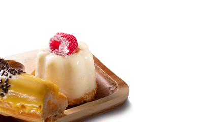 cupcake with raspberries on a white background. Isolate