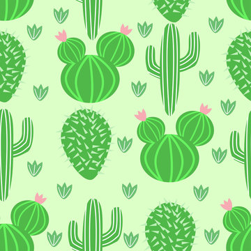 seamless pattern with cactus in Scandinavian style - vector illustration, eps