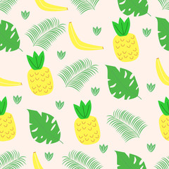 seamless pattern with fruits and leaves in Scandinavian style - vector illustration, eps