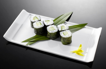 Delicious Japanese food, sushi rolls