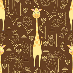 seamless pattern with giraffe  - vector illustration, eps