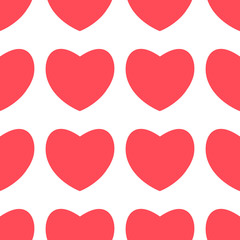 red heart pastel design icon flat on white background. Seamless heart pattern.