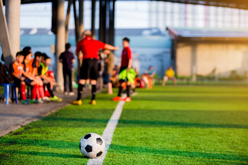 soccer ball at touchlines on artificial turf