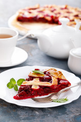 American cherry pie with fresh berries