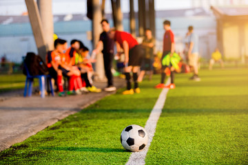 soccer ball at touchlines on artificial turf