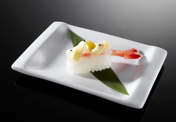 Delicious Japanese cuisine, cooked shrimp sushi