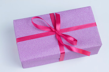 Gift on white background close-up.