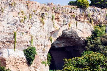 Limestone Cave Ear of Dionysius (Orecchio di Dionisio) with unusual acoustics - Syracuse, Sicily, Italy.
