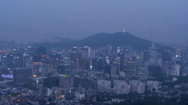 Seoul City Skyline,South Korea.Timelapse 4k