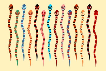 Colored snakes vector set for you perfectly design. Vector illustration.