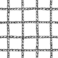 Hand drawn vector seamless pattern of ropes