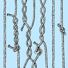 Hand drawn vector illustration of twisted ropes and knots